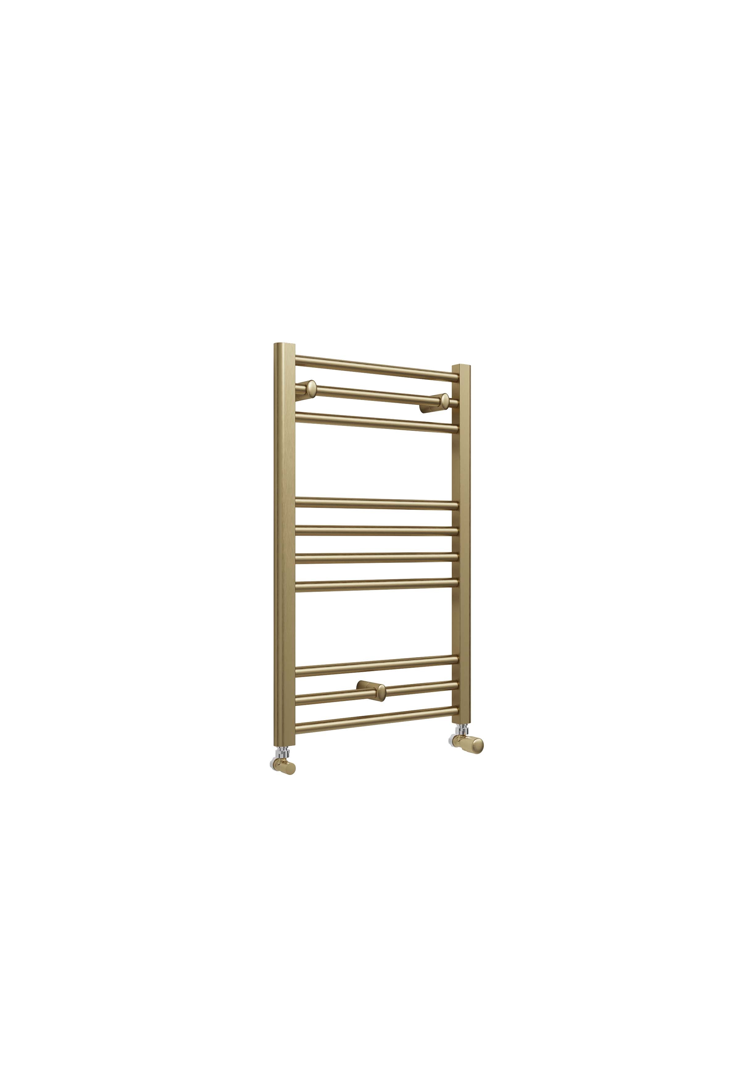 Front view of Lamba Straight Towel Warmer 800 x 500mm in Brass