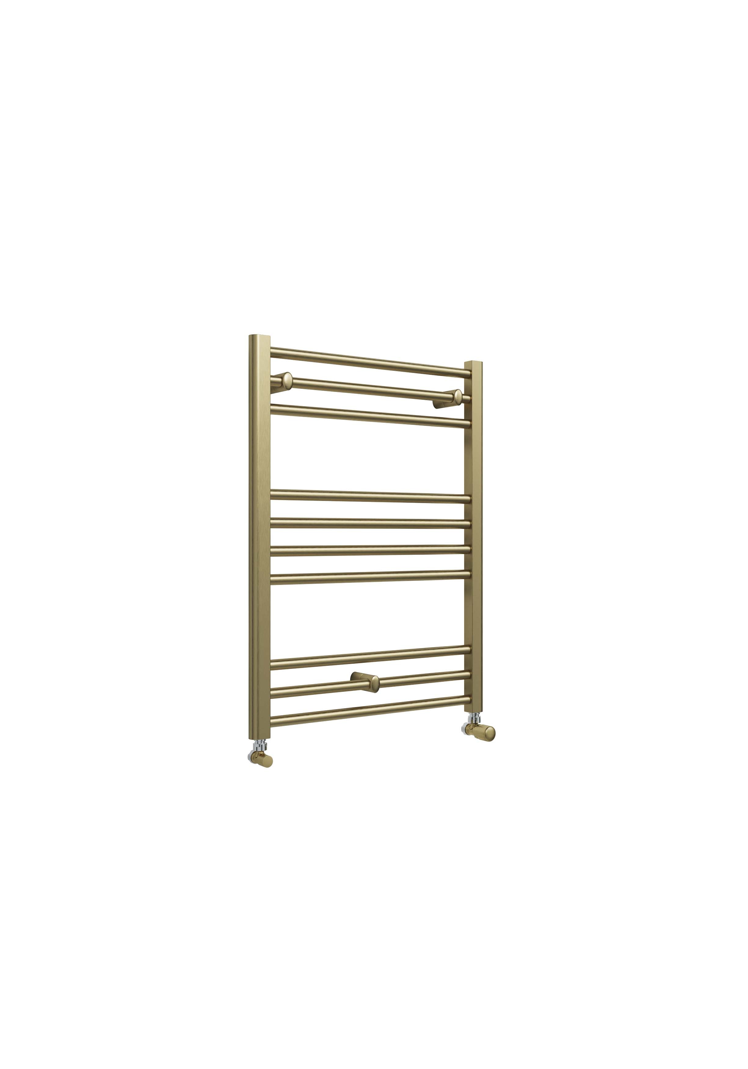 Front view of Lamba Straight Towel Warmer 800 x 600mm in Brass