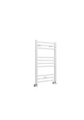 Front view of Lamba Straight Towel Warmer in White 800 × 400 mm – modern heated towel radiator