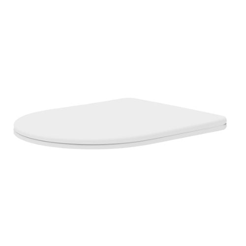 Front view of Luma D Shape Smooth Sandwich Soft Close Seat in White – modern D-shaped toilet seat with soft-close mechanism
