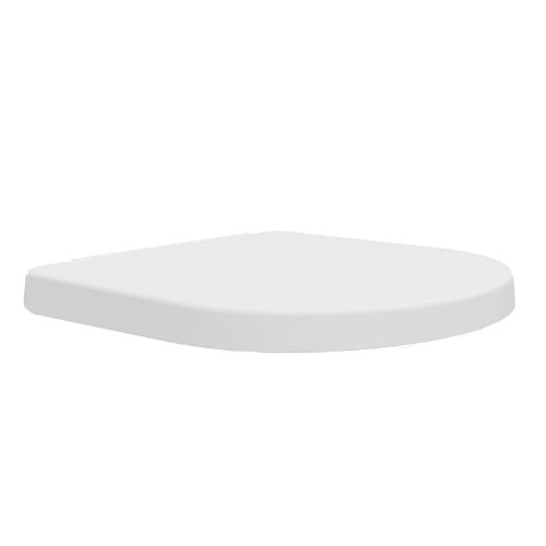 Front view of Luma D Shape Smooth Wrapover Soft Close Seat in White – modern wrapover D-shaped toilet seat with soft-close feature