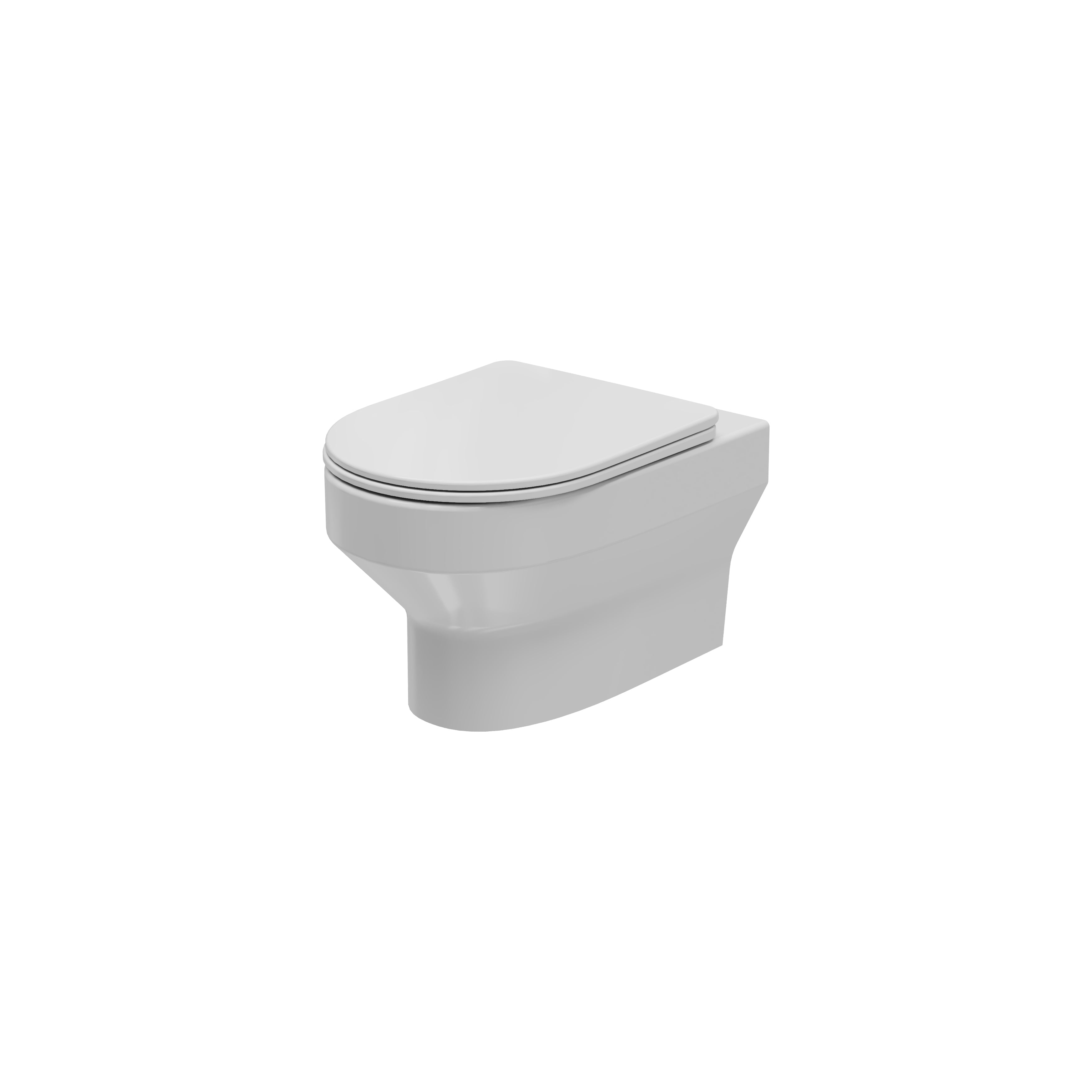 Front view of Luma Round 360 mm × 515 mm × 360 mm Wall Hung WC Pan in White – modern space-saving wall-mounted toilet pan