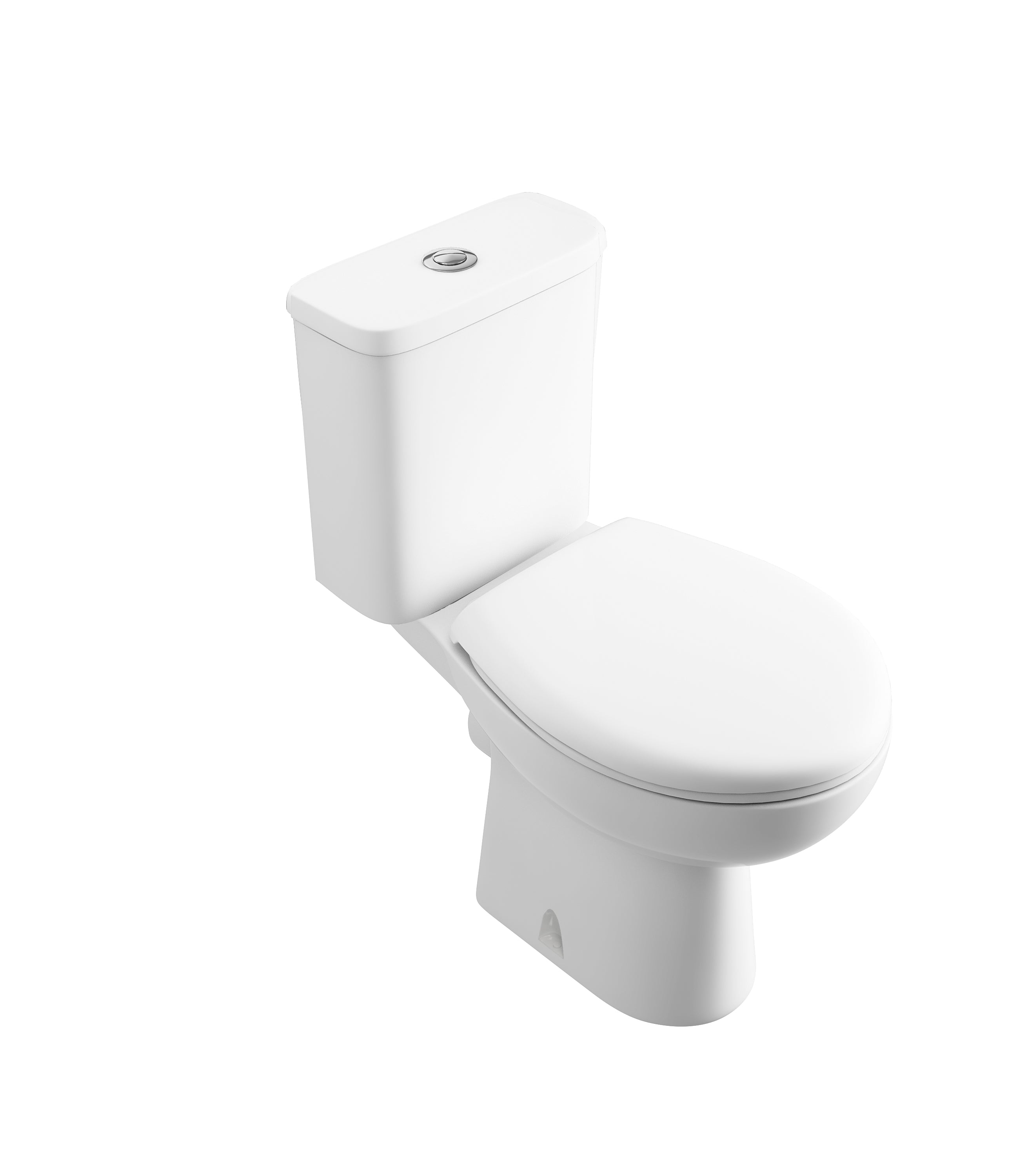 Front view of Luma Smooth 390 mm × 650 mm × 365 mm Close Coupled WC Pan in White – modern ceramic toilet pan