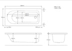 NEO 1500mm x 700mm Single Ended Bath