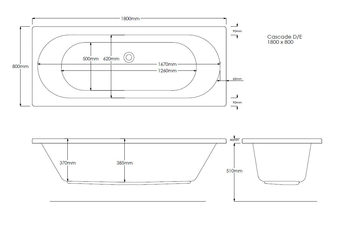 Omi 1800mm x 800mm Double Ended Bath