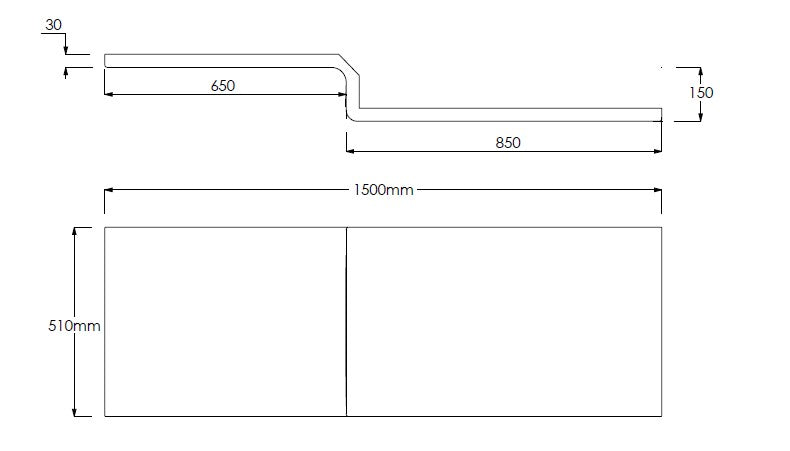 1500mm L Shaped Bath Panel
