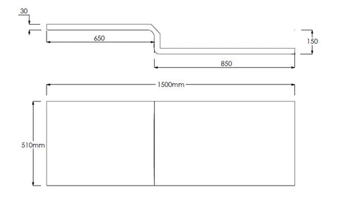 1500mm L Shaped Bath Panel