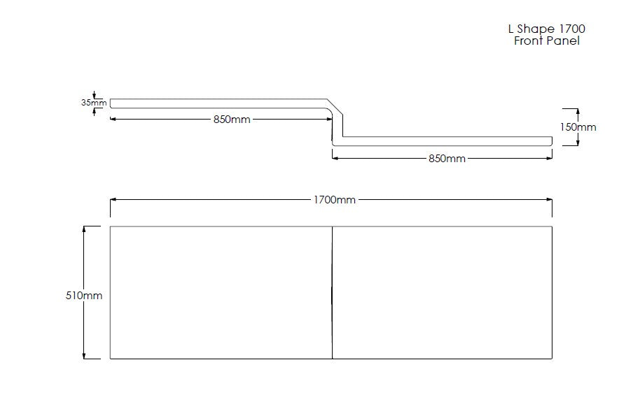 1700mm L Shaped Bath Panel