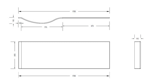 1700mm P Shaped Bath Panel