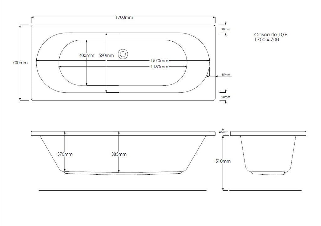 Omi Geo 1700mm x 700mm Double Ended Bath