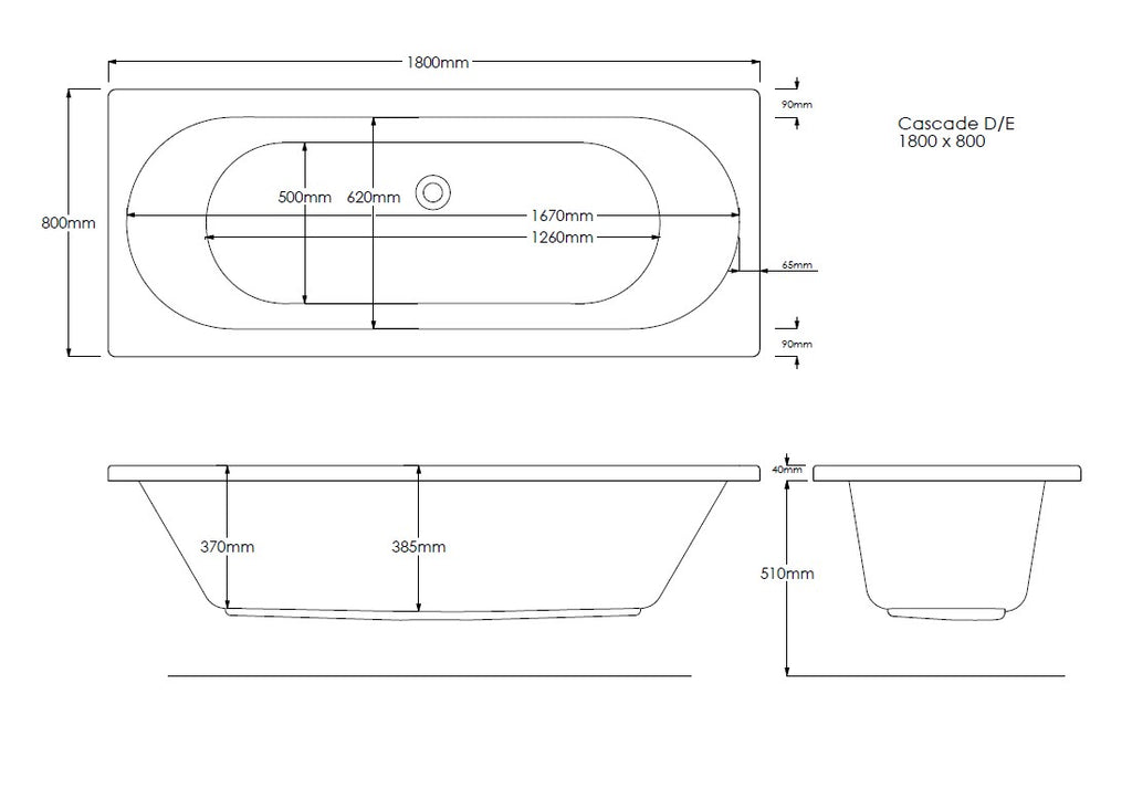 Omi Geo 1800mm x 800mm Double Ended Bath