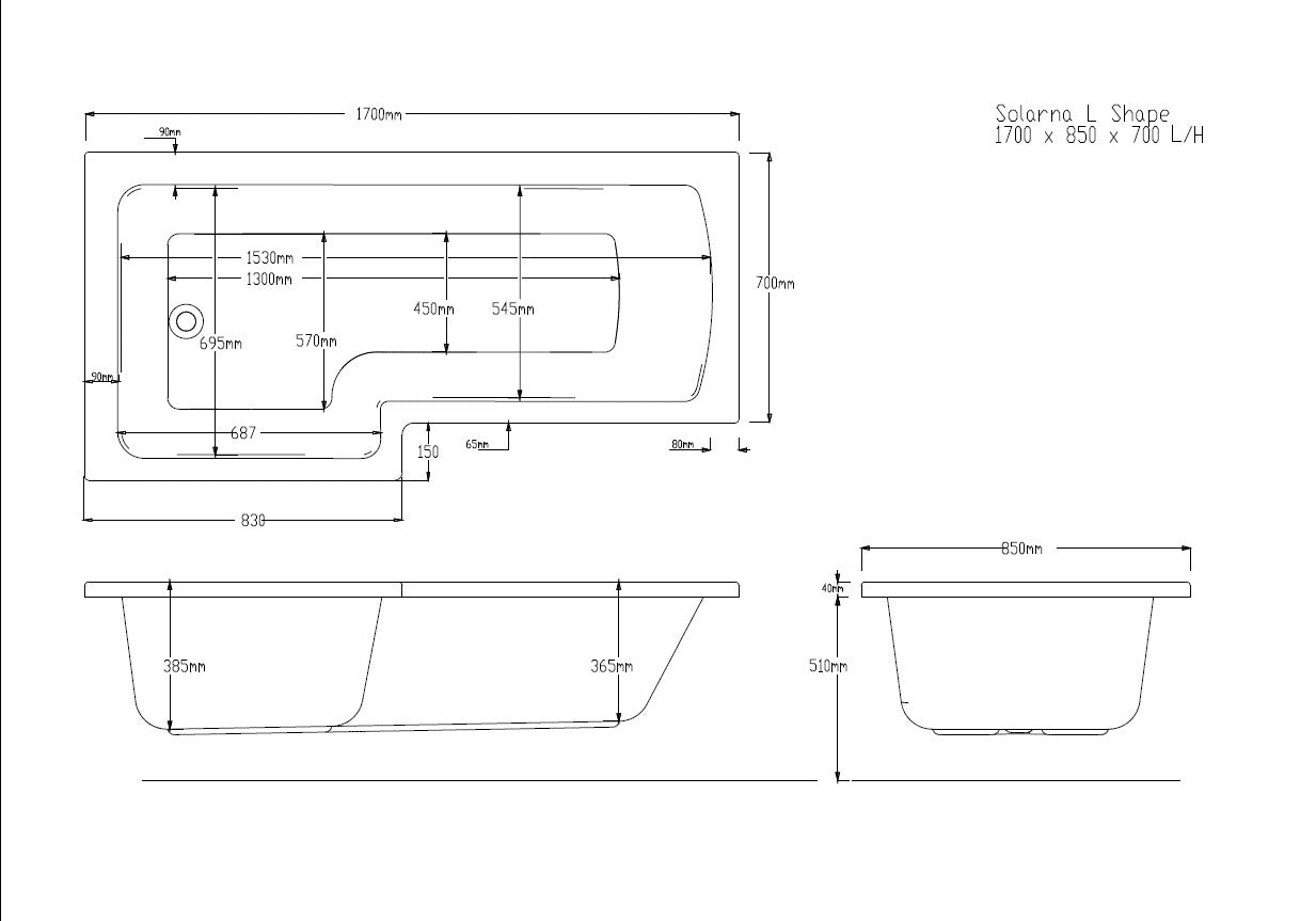 Taurus Geo Left Handed L Shaped Bath