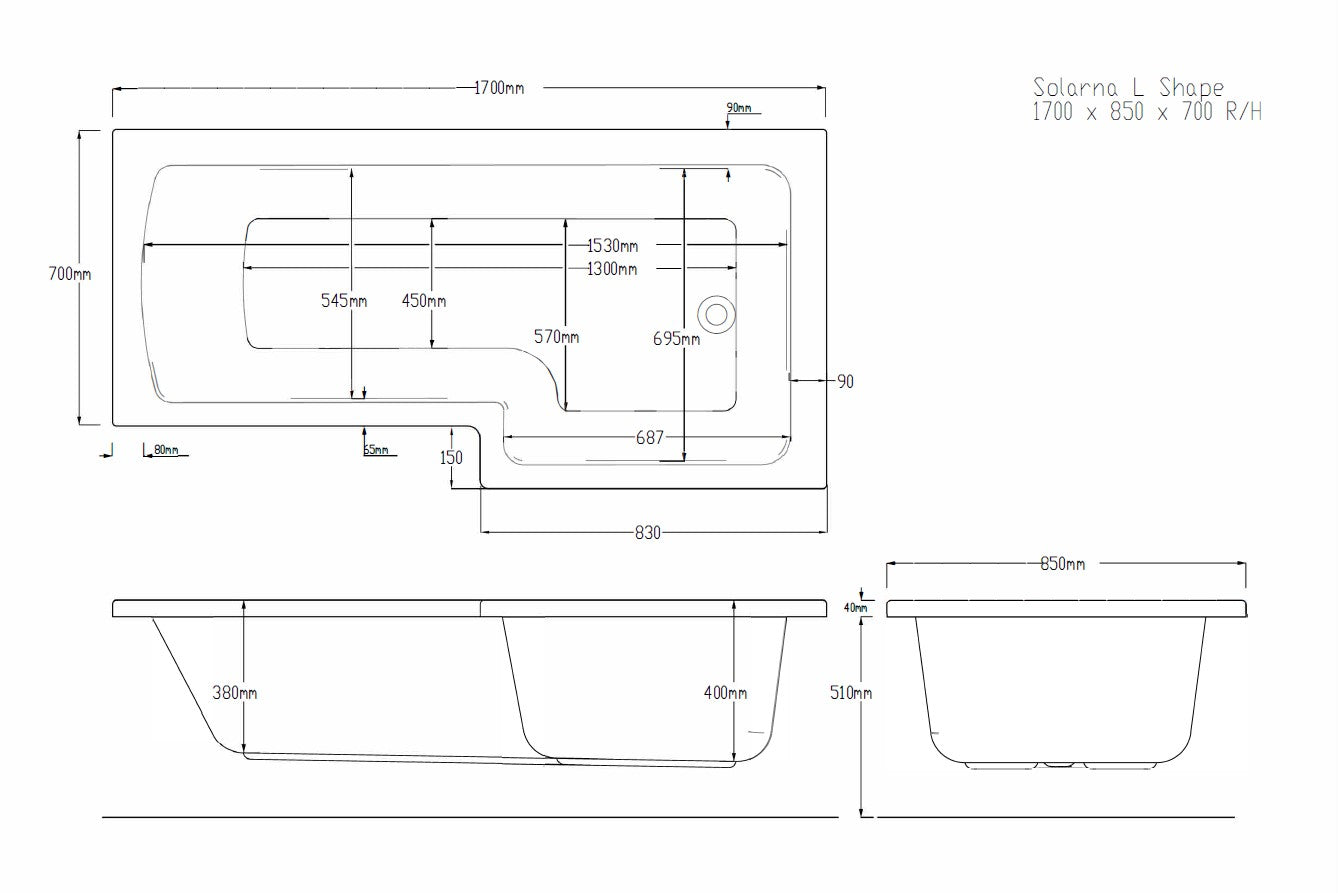Taurus Geo Right Handed L Shaped Bath