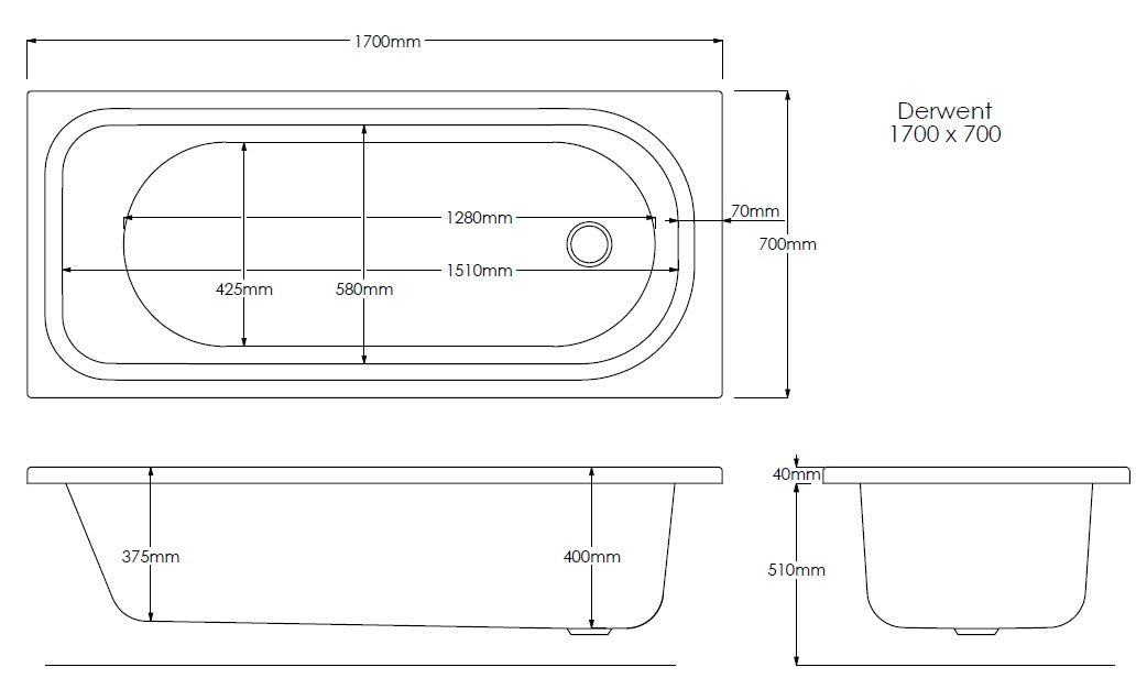 Sapi 1700mm x 700mm Gripped Bath