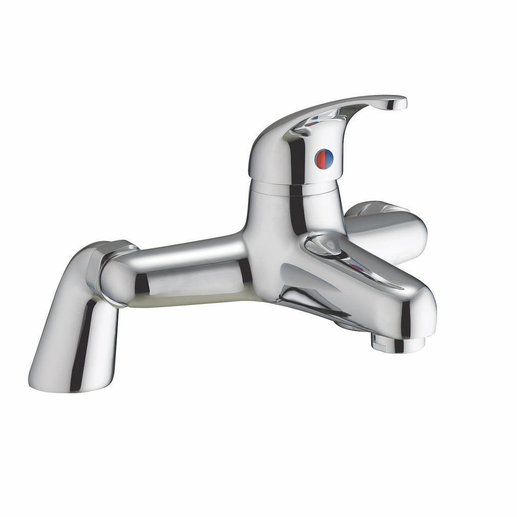 Uppsala One Spout Bath Filler w/ 2 Tap Holes - Chrome