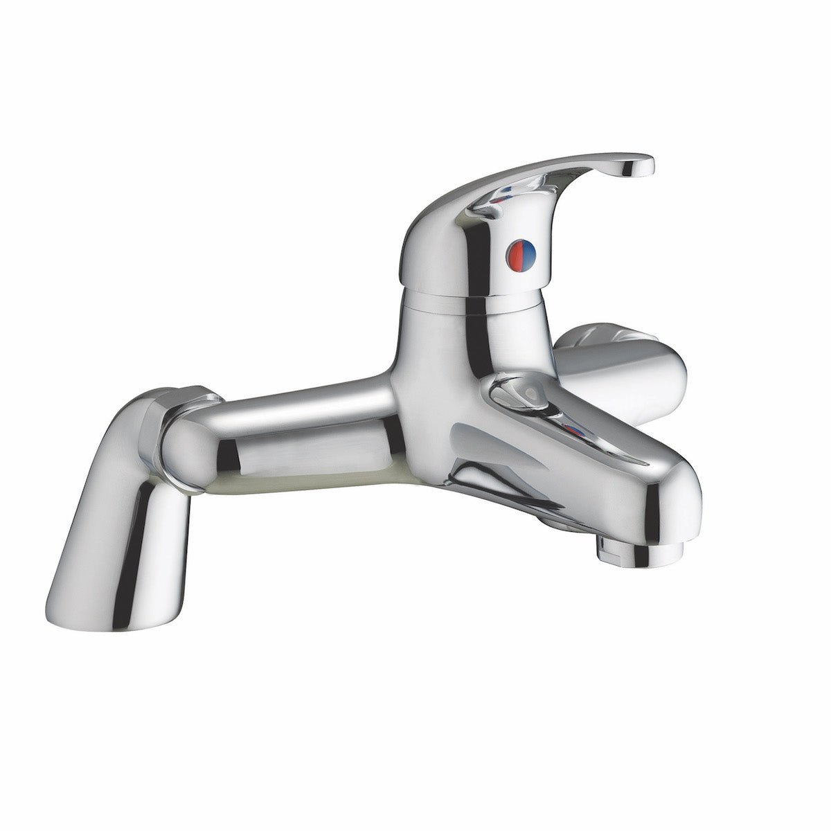 Uppsala One Spout Bath Filler w/ 2 Tap Holes - Chrome
