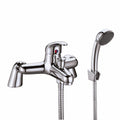Uppsala Bath Shower Mixer w/ 2 Tap Holes, Slide Rail & Fixed & Handheld Shower Head - Chrome