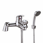 Uppsala Bath Shower Mixer w/ 2 Tap Holes, Slide Rail & Fixed & Handheld Shower Head - Chrome