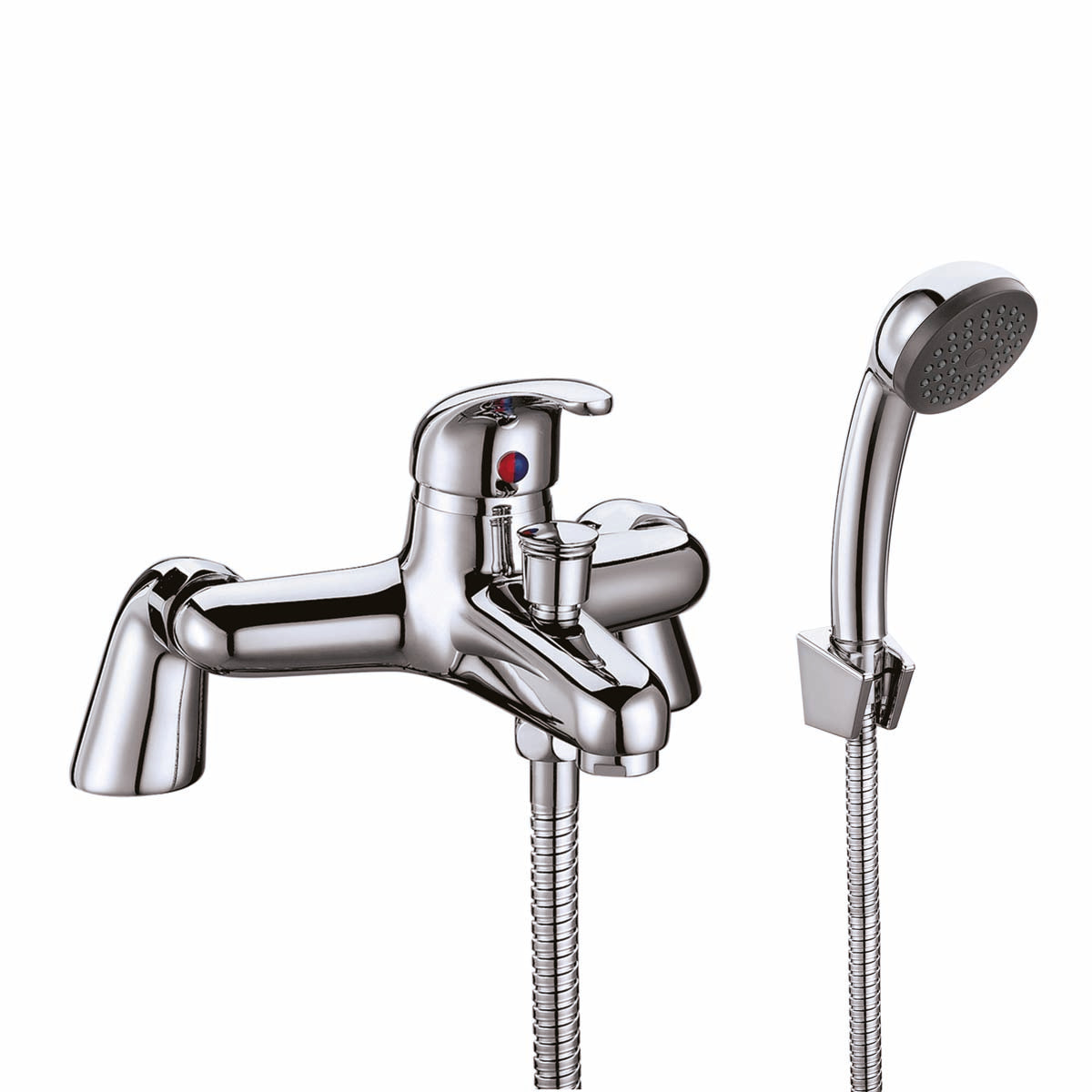 Uppsala Bath Shower Mixer w/ 2 Tap Holes, Slide Rail & Fixed & Handheld Shower Head - Chrome
