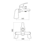 Uppsala Bath Shower Mixer w/ 2 Tap Holes, Slide Rail & Fixed & Handheld Shower Head - Chrome