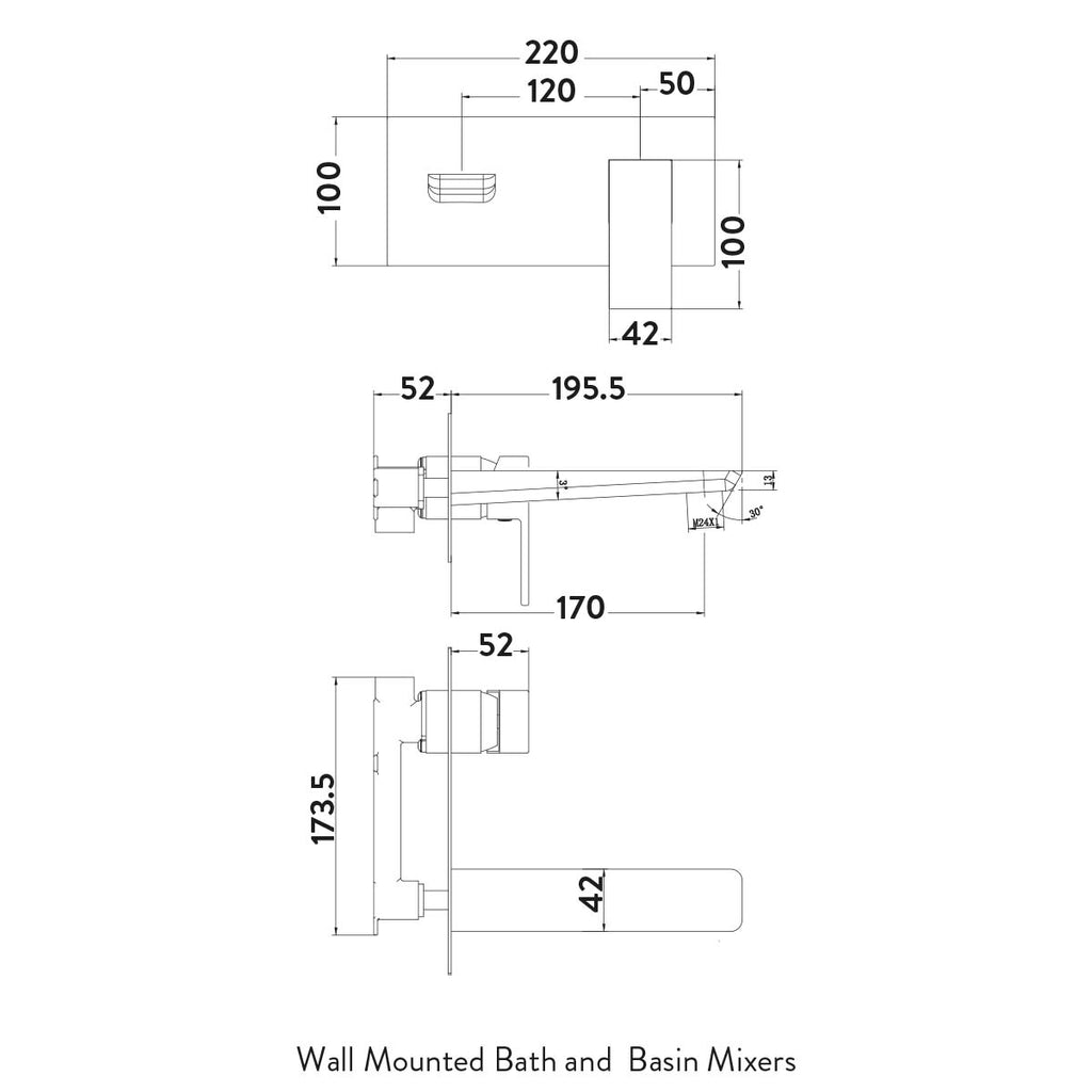 Chill Wall Mounted Bath Filler - Chrome