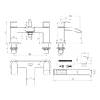 Pesky Bath Shower Mixer w/ 2 Tap Holes, Slide Rail & Fixed & Handheld Shower Head - Chrome