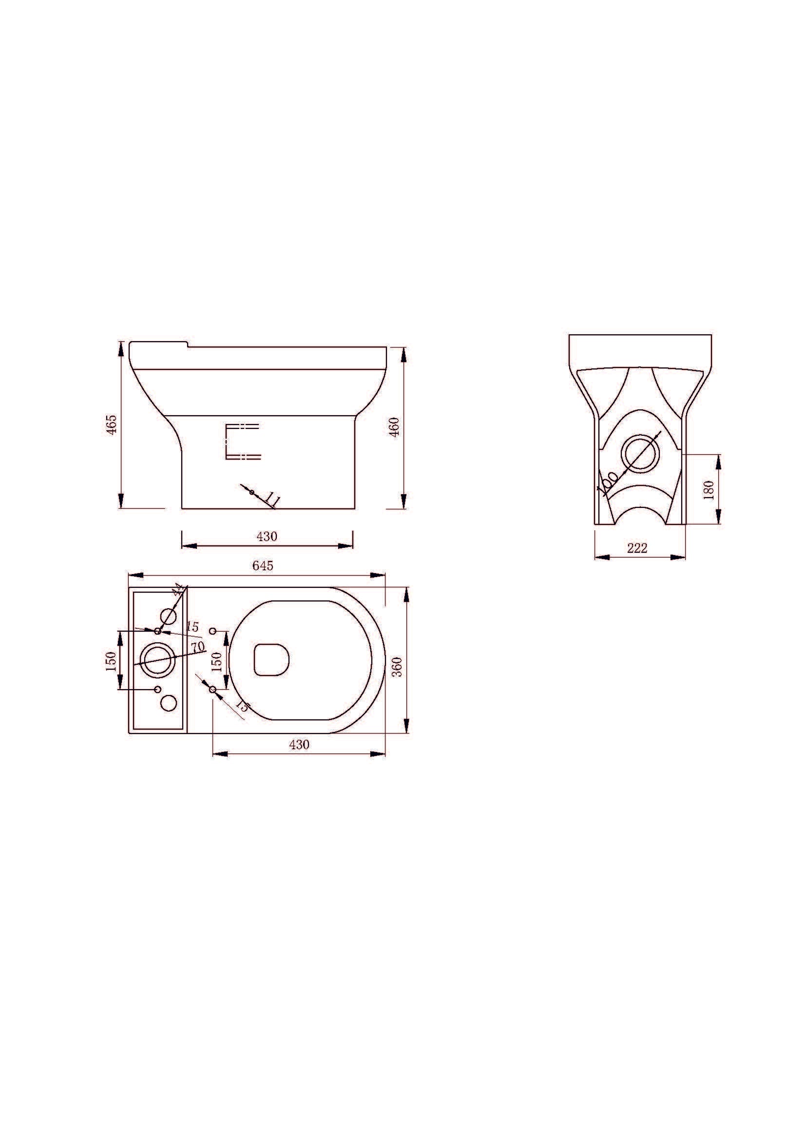Luma Round 460mm x 645mm x 360mm Comfort Height Close Coupled Open Back WC Pan - White