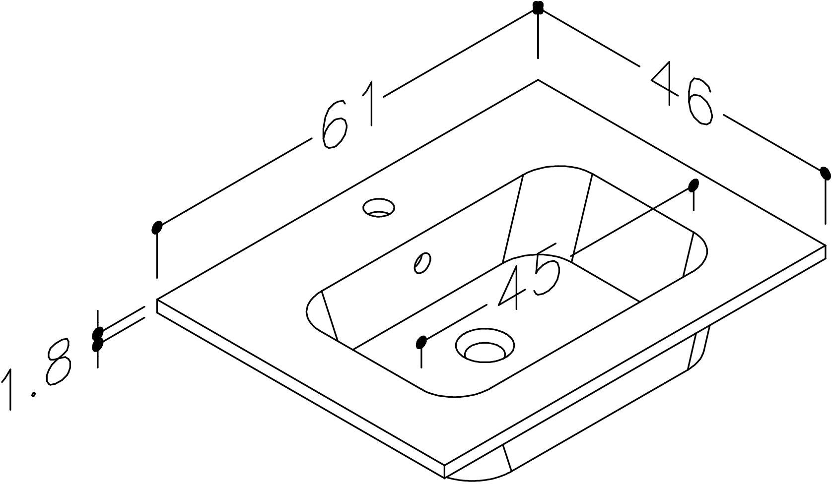 Thetab 610mm x 480mm 1 Tap Hole Ceramic Washbasin