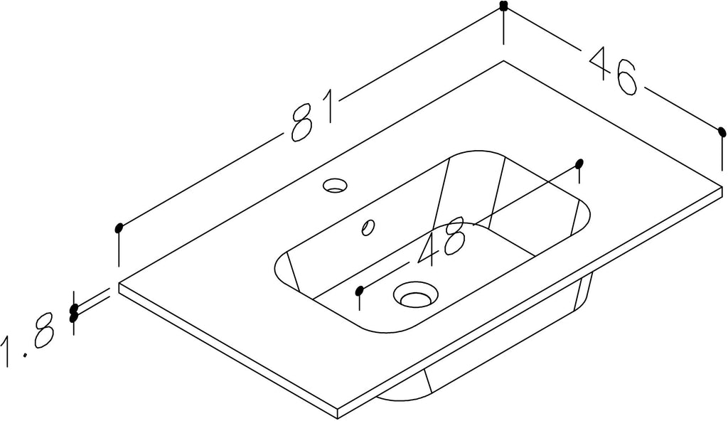 Thetab 810mm x 480mm 1 Tap Hole Ceramic Washbasin