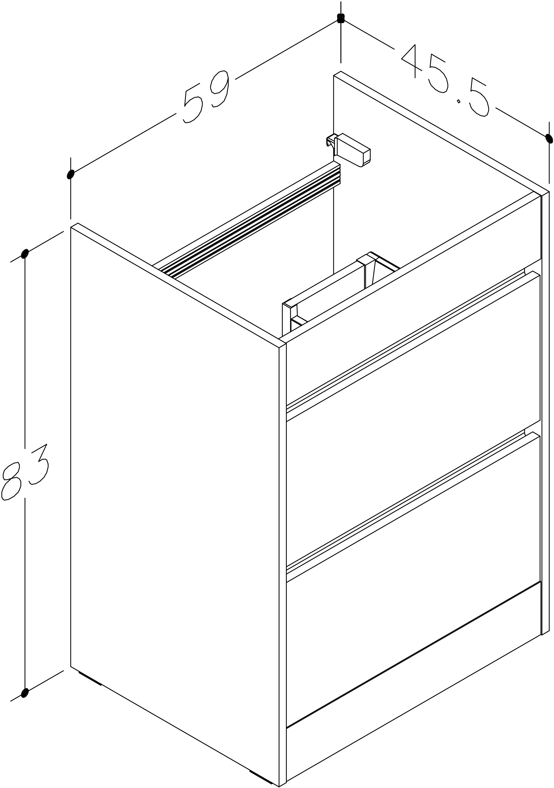 Thetab 590mm x 830mm x 455mm 2 Drawer Floorstanding Vanity Unit