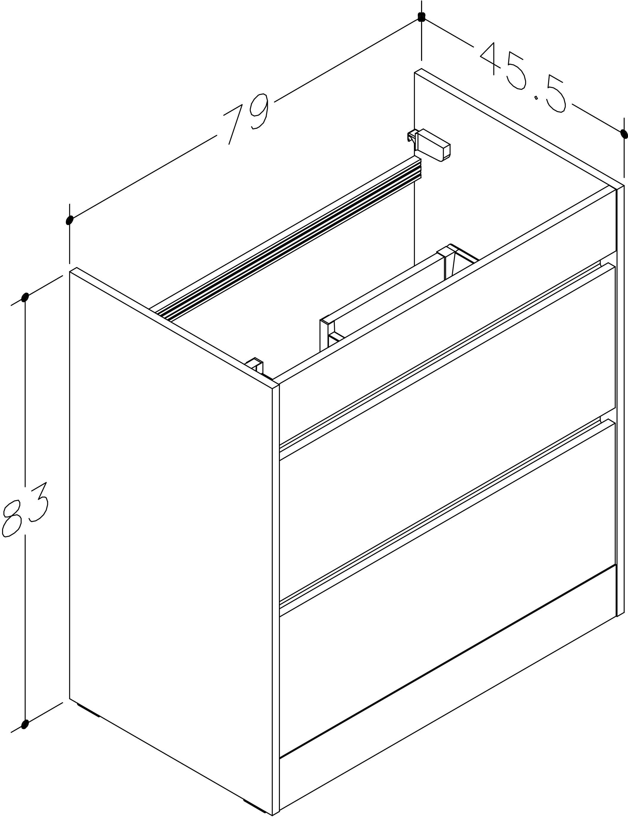 Thetab 790mm x 830mm x 455mm 2 Drawer Floorstanding Vanity Unit