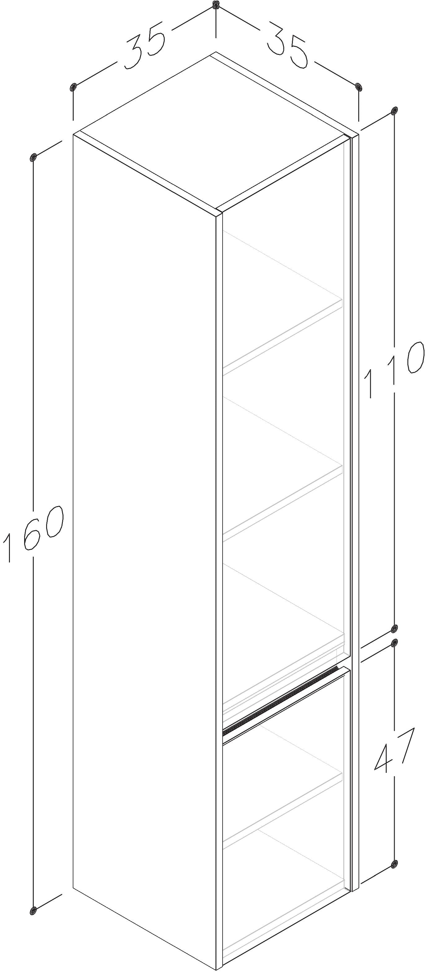 Thetab 1600mm x 350mm x 350mm 2 Door Tall Boy Storage Unit