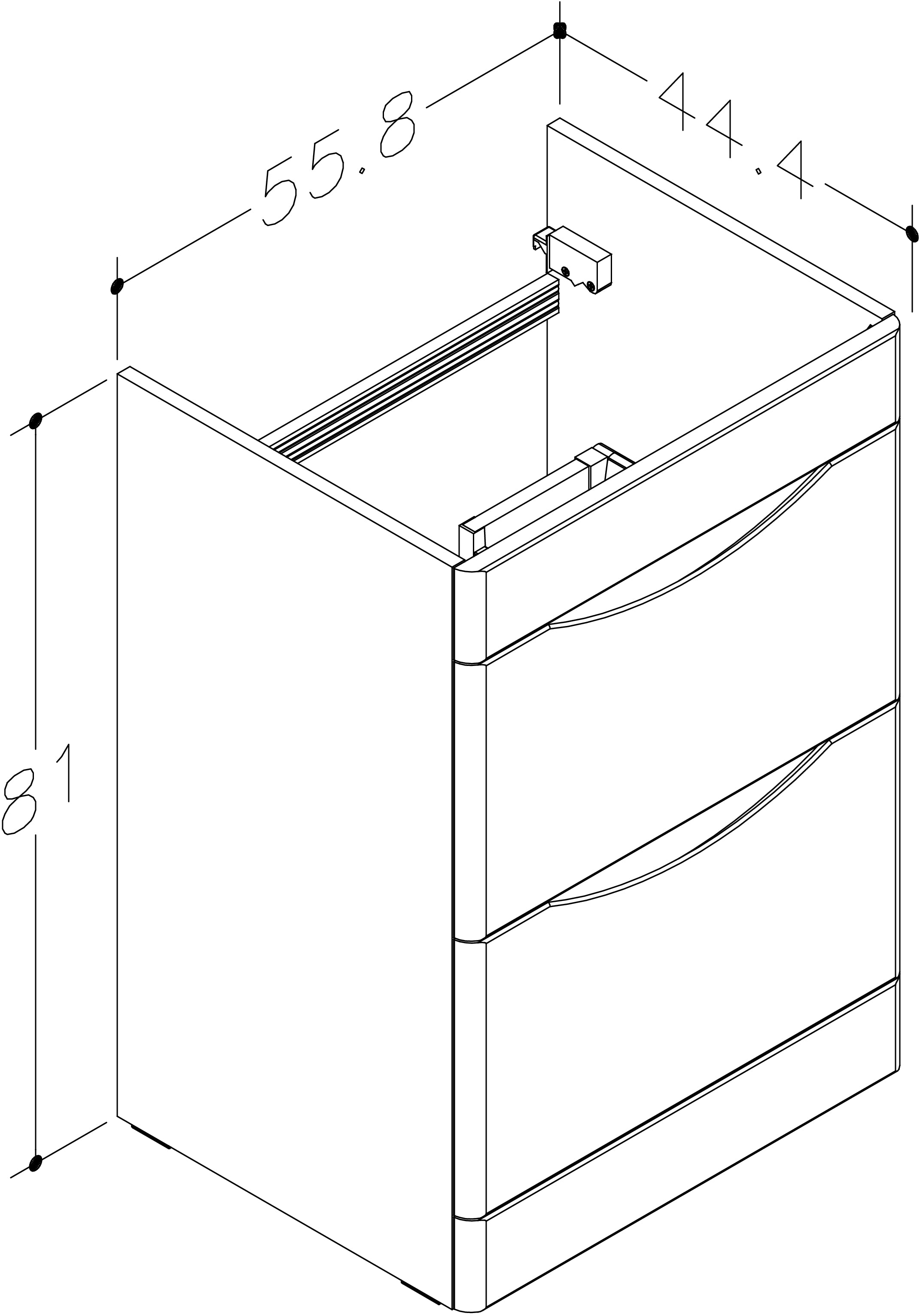 Iotab 558mm x 810mm x 444mm 2 drawer Floorstanding Vanity Unit