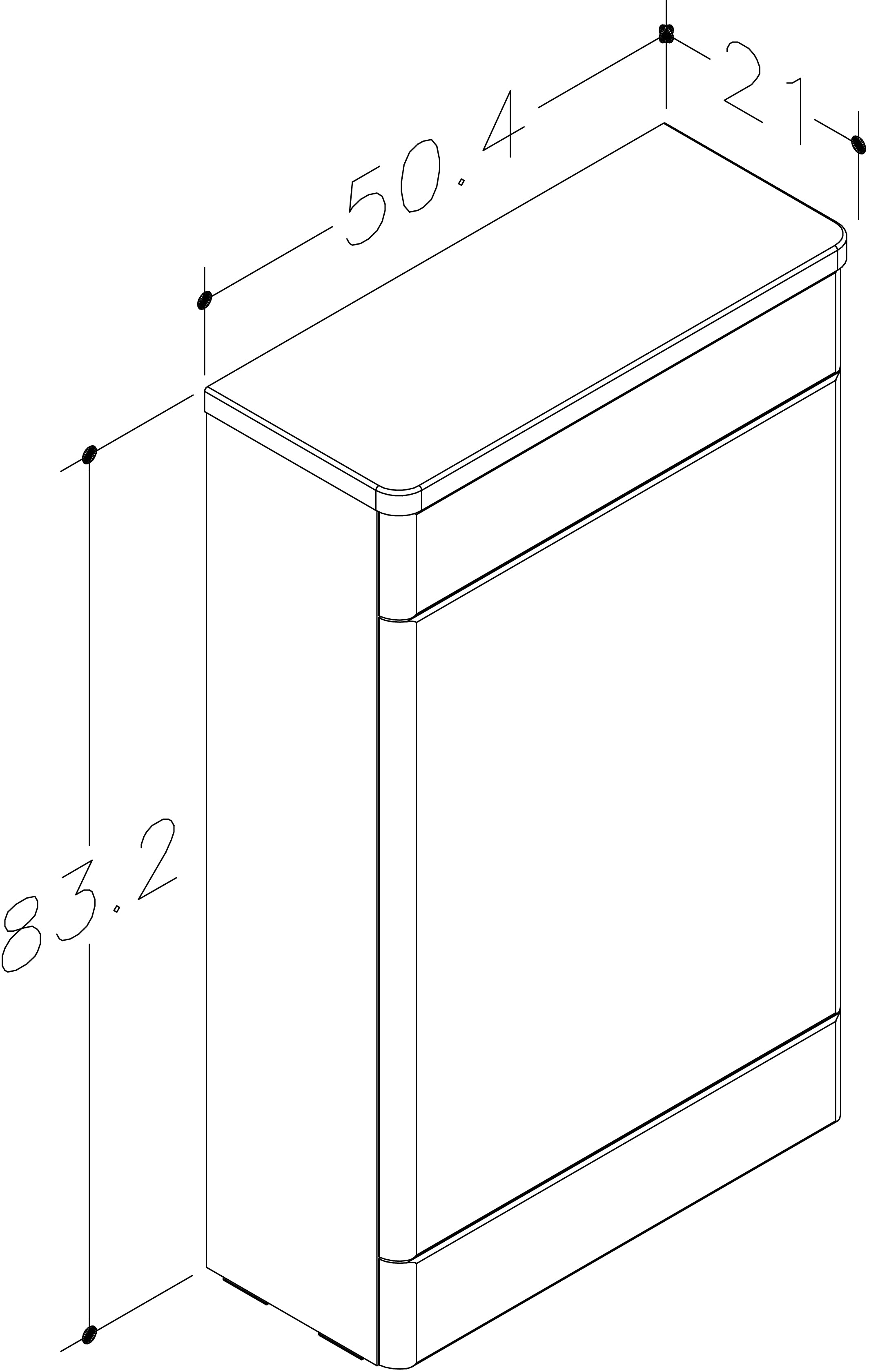 Iotab 500mm x 830mm x 210mm WC Unit Only