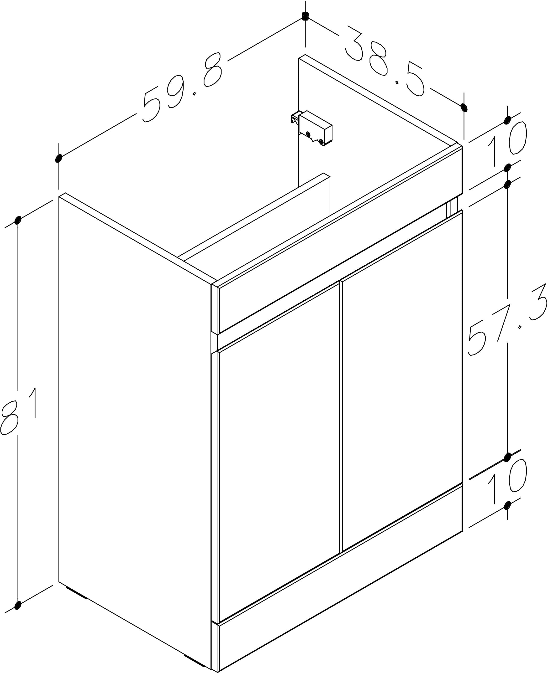 Kappa 598mm x 810mm x 385mm 2 Door Handleless Floorstanding Vanity Unit