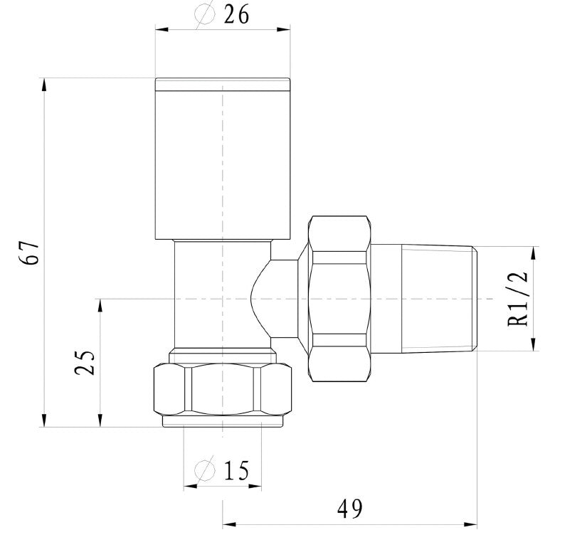 Fluxa Non-Thermostatic Angled Valve