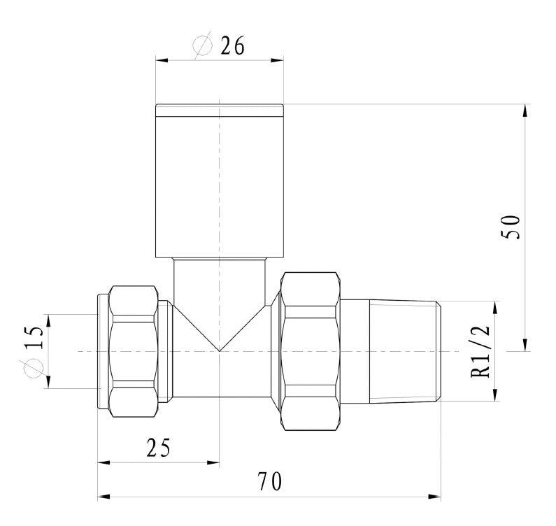 Fluxa Non-Thermostatic Straight Valve