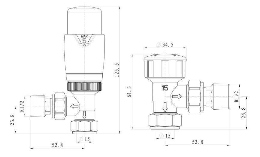 Fluxa Thermostatic Angled Valve