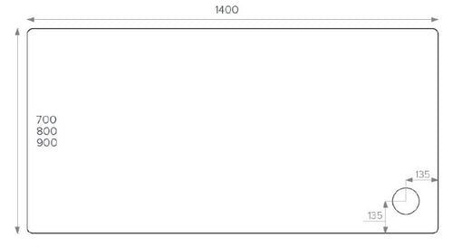 Alpha 1400mm x 700mm Shower Tray - White