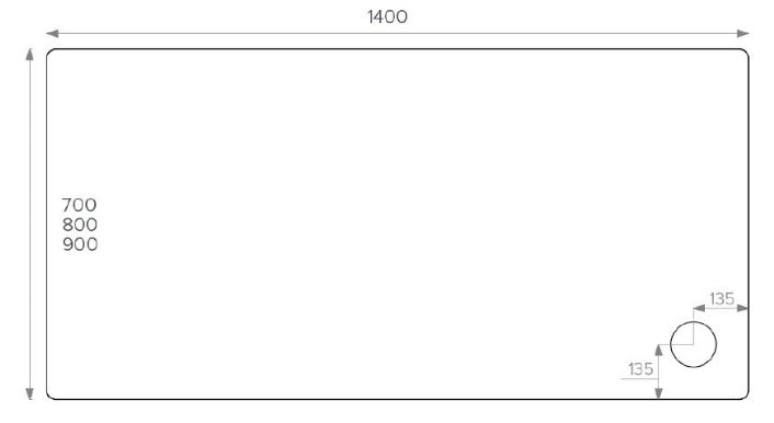 Alpha 1400mm x 900mm Shower Tray - White