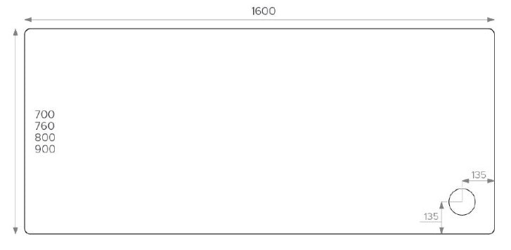 Alpha 1600mm x 800mm Shower Tray - White