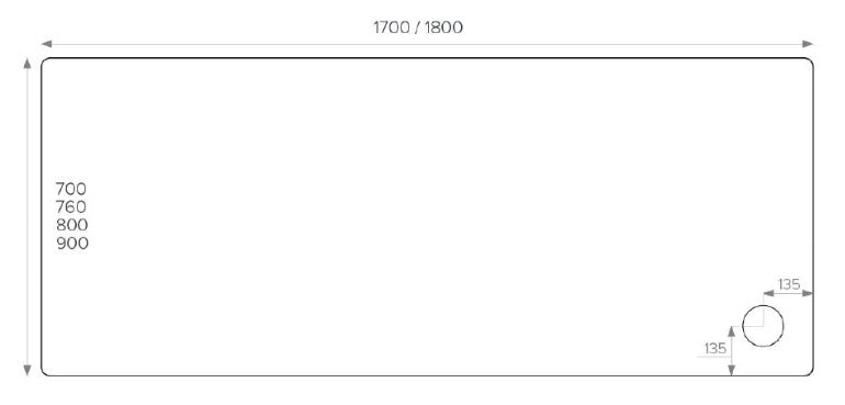 Alpha 1800mm x 800mm Shower Tray - White