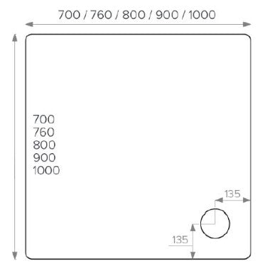 Alpha 760mm x 760mm Anti-Slip Shower Tray - White