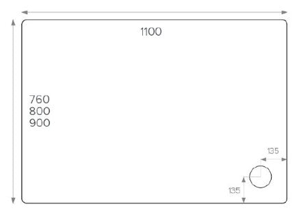 Alpha 1100mm x 800mm Anti-Slip Shower Tray - White