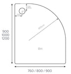 Alpha 1200mm x 900mm Quadrant Right Handed Anti-Slip Shower Tray - 550mm Radius - White