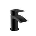 Pesky black electroplated mini mono basin mixer tap with pop-up waste, compact modern design for small basins.