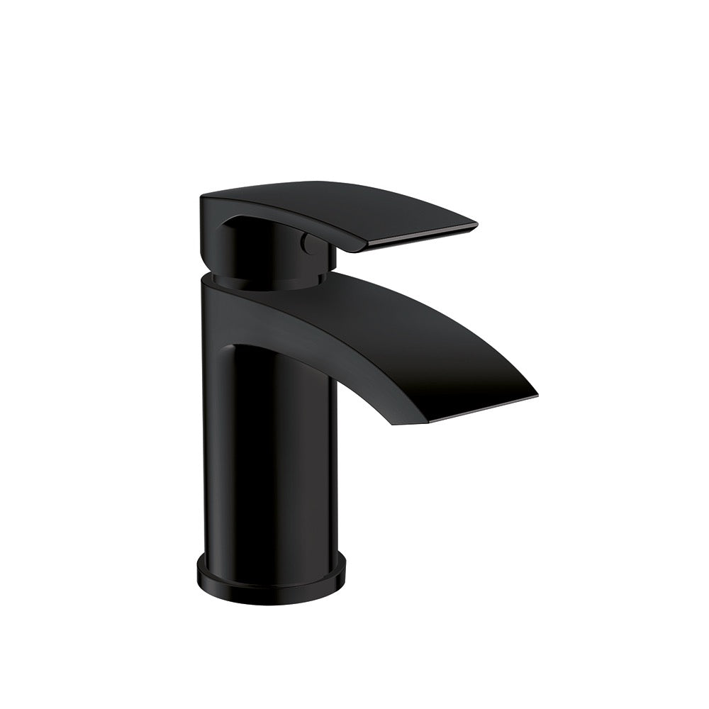 Pesky black electroplated mono basin mixer tap with pop-up waste, modern single-hole basin design.