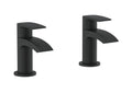 Pesky electroplated black tap pair for 2 tap hole basins with pop-up waste, modern finish for stylish bathrooms.