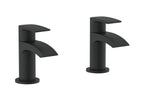 Pesky electroplated black tap pair for 2 tap hole basins with pop-up waste, modern finish for stylish bathrooms.