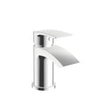 Pesky Mini Mono Basin Mixer in polished chrome with pop-up waste, compact modern tap for small basins.